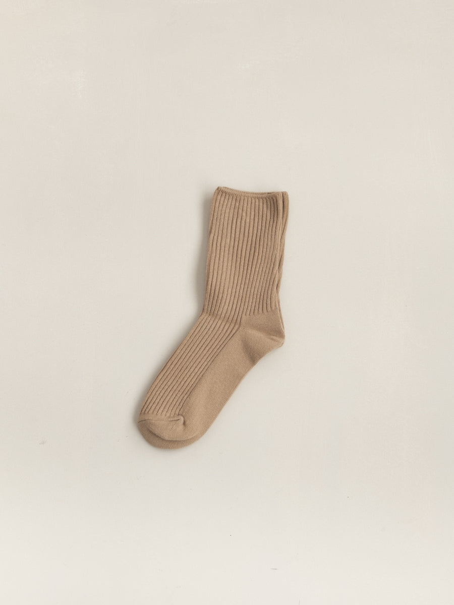 Unisex nutral colour cotton 2x2 ribbed socks