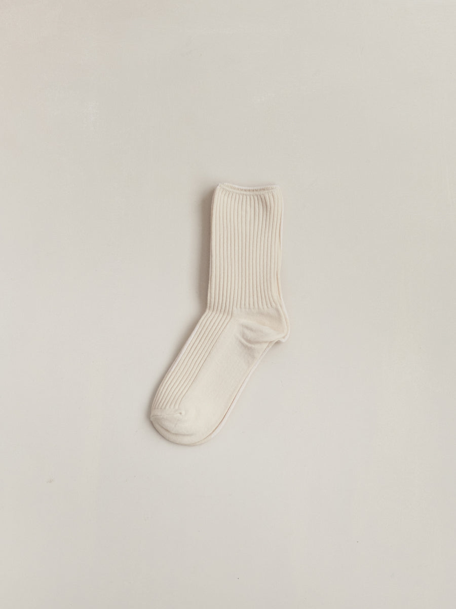 Unisex nutral colour cotton 2x2 ribbed socks