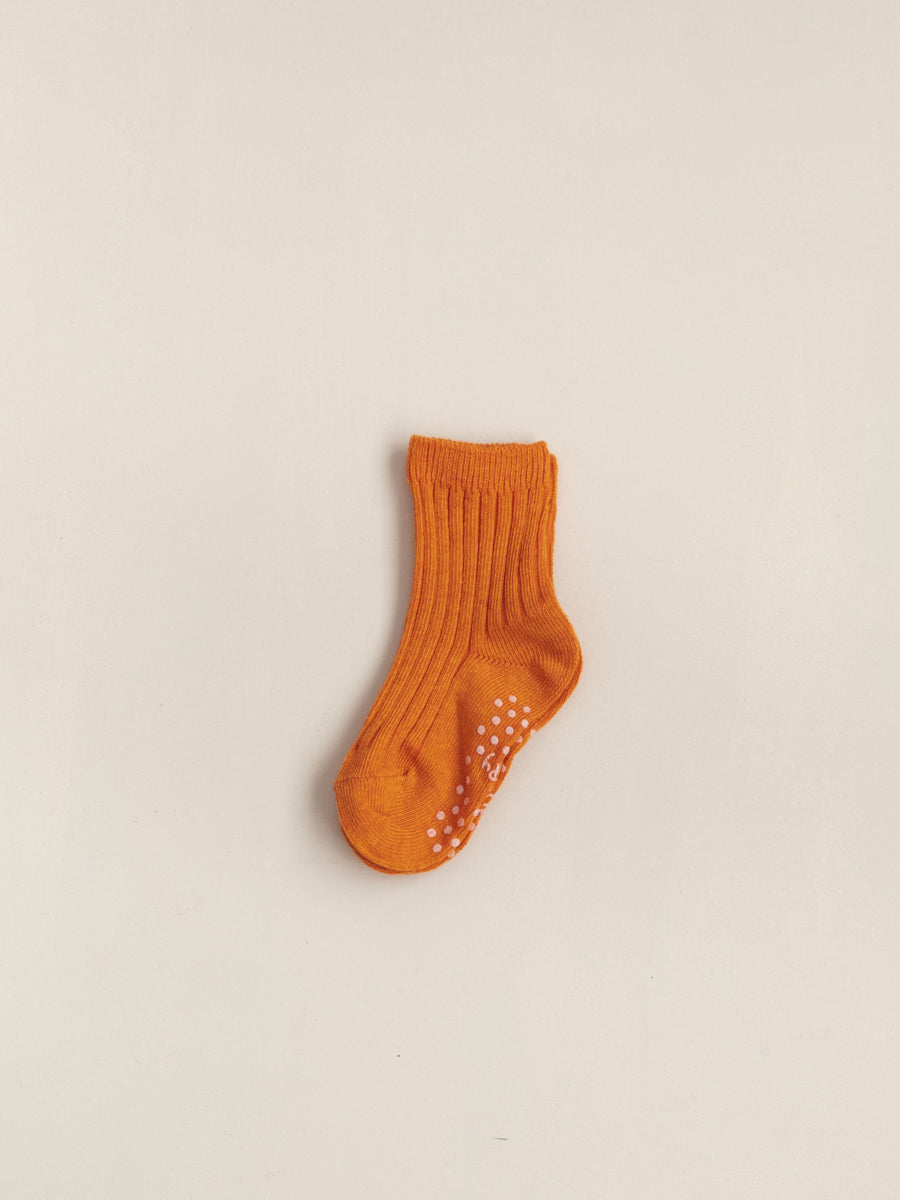 Non-slip cotton ribbed baby socks