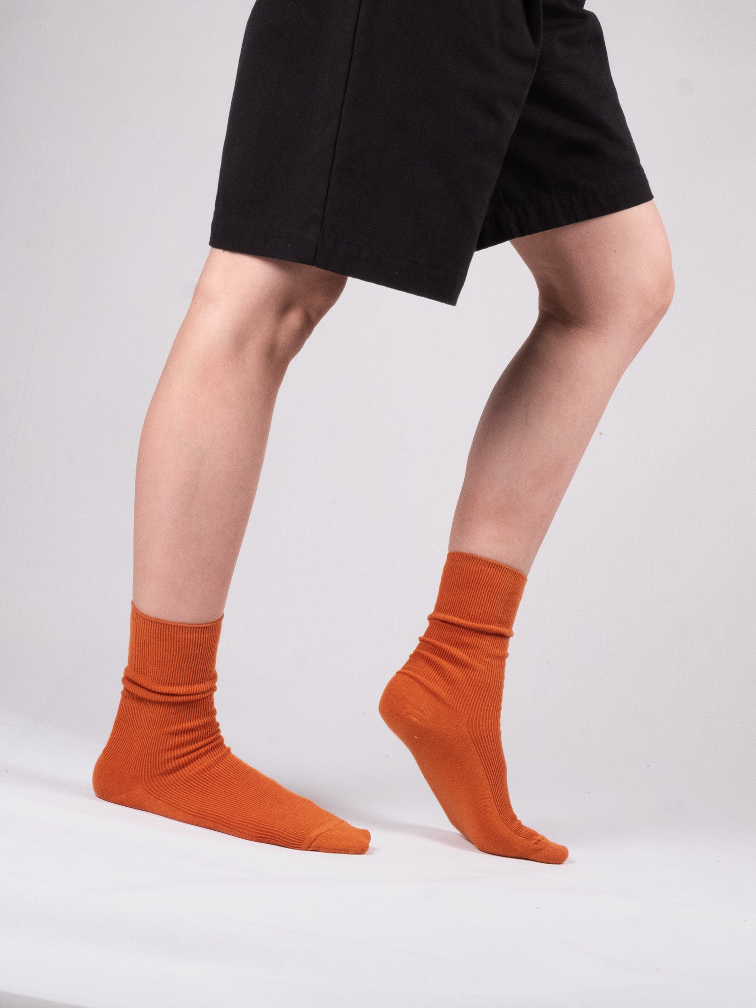 Fine ribbed socks - Persimmon