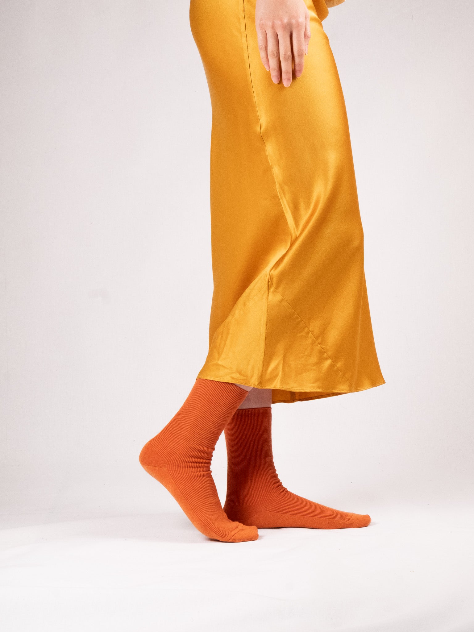 Fine ribbed socks - Persimmon