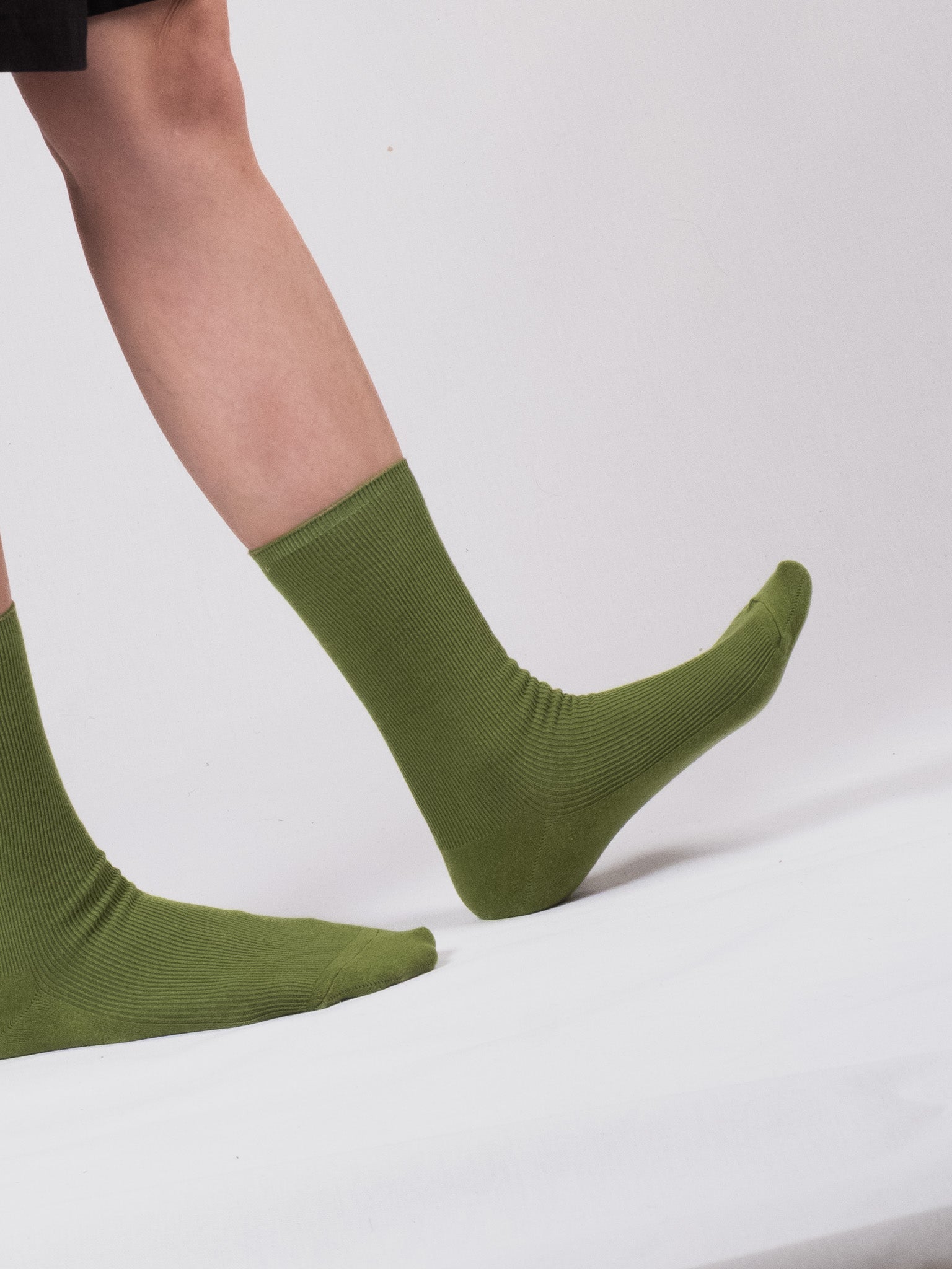 Fine ribbed socks - Green Olive