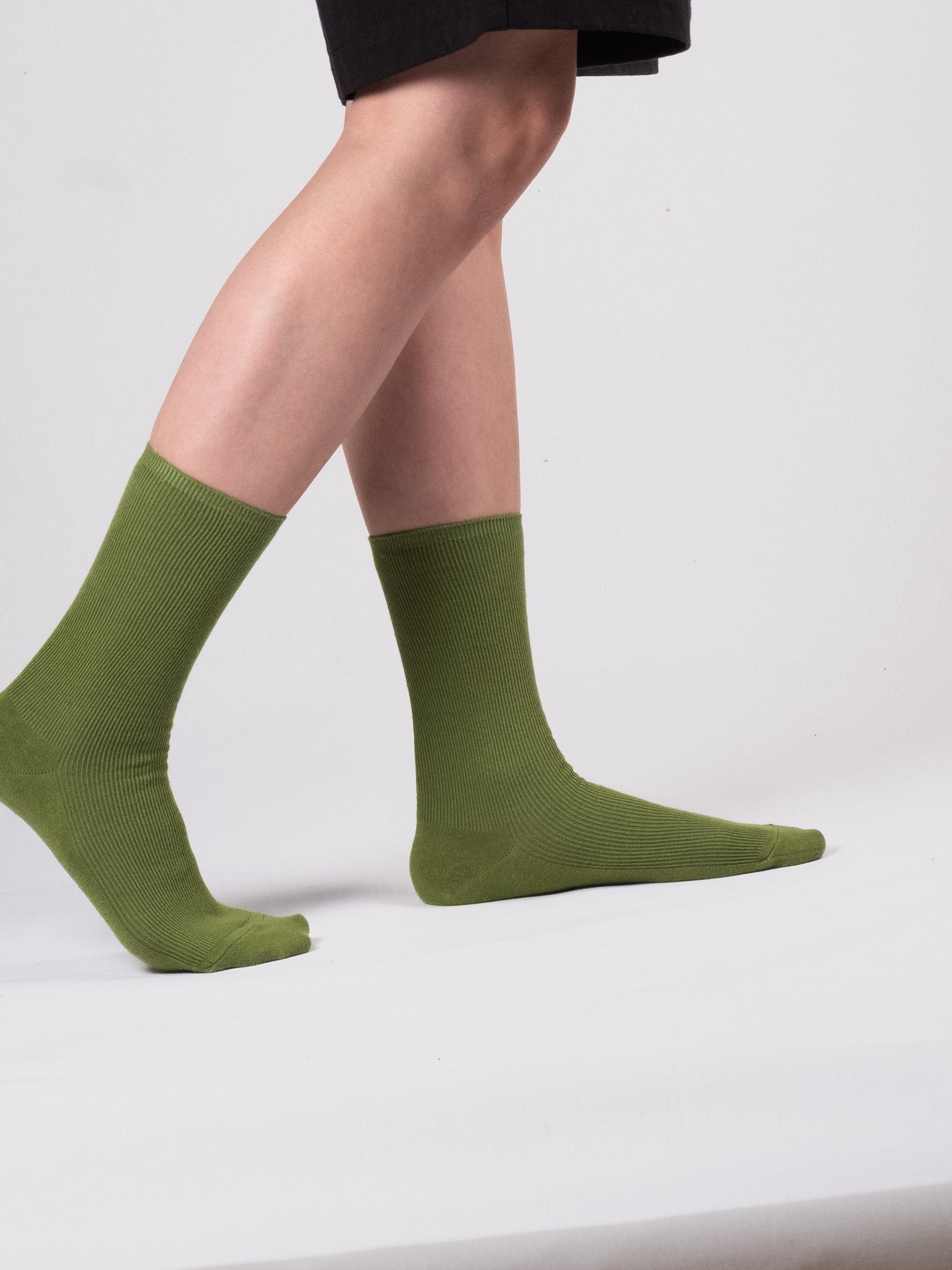 Fine ribbed socks - Green Olive