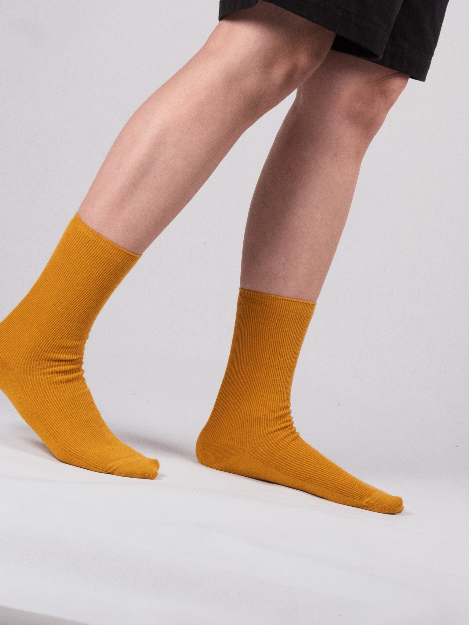 Fine ribbed socks - Mustard
