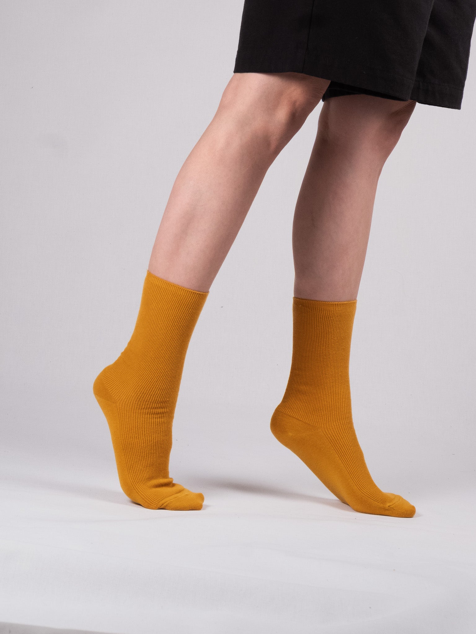 Fine ribbed socks - Mustard