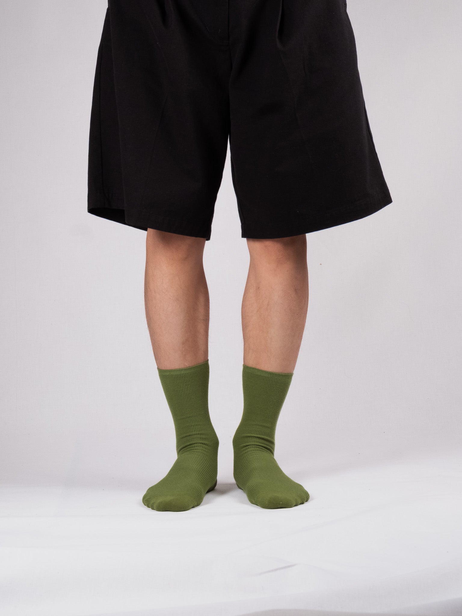 Fine ribbed socks - Green Olive