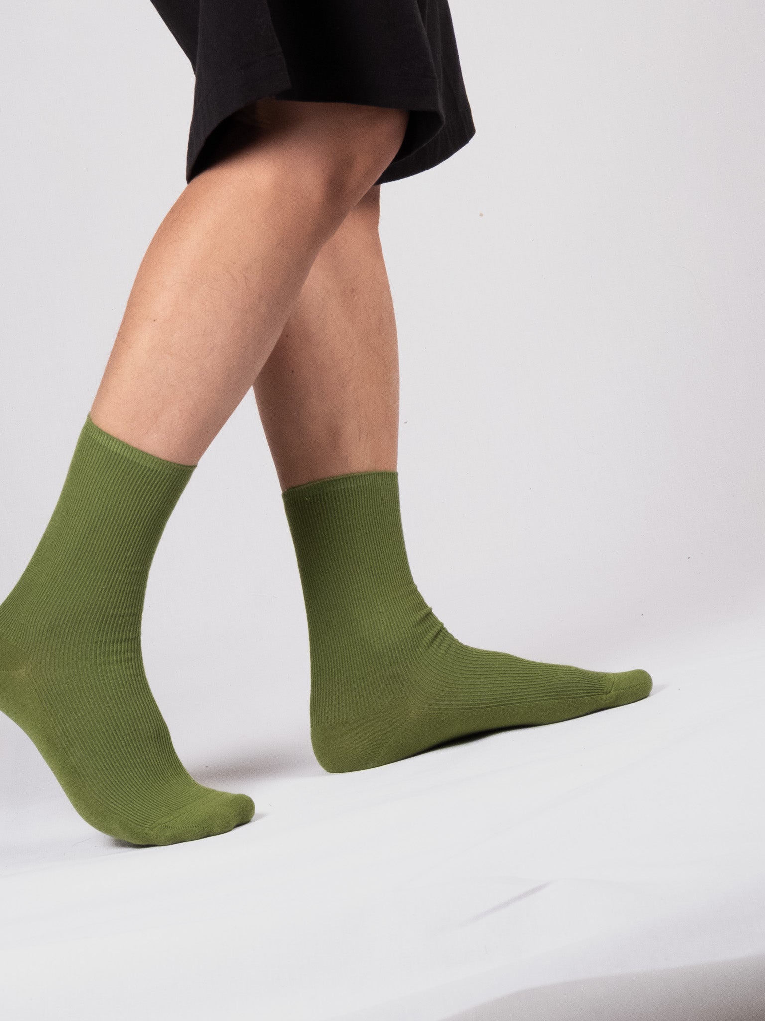 Fine ribbed socks - Green Olive