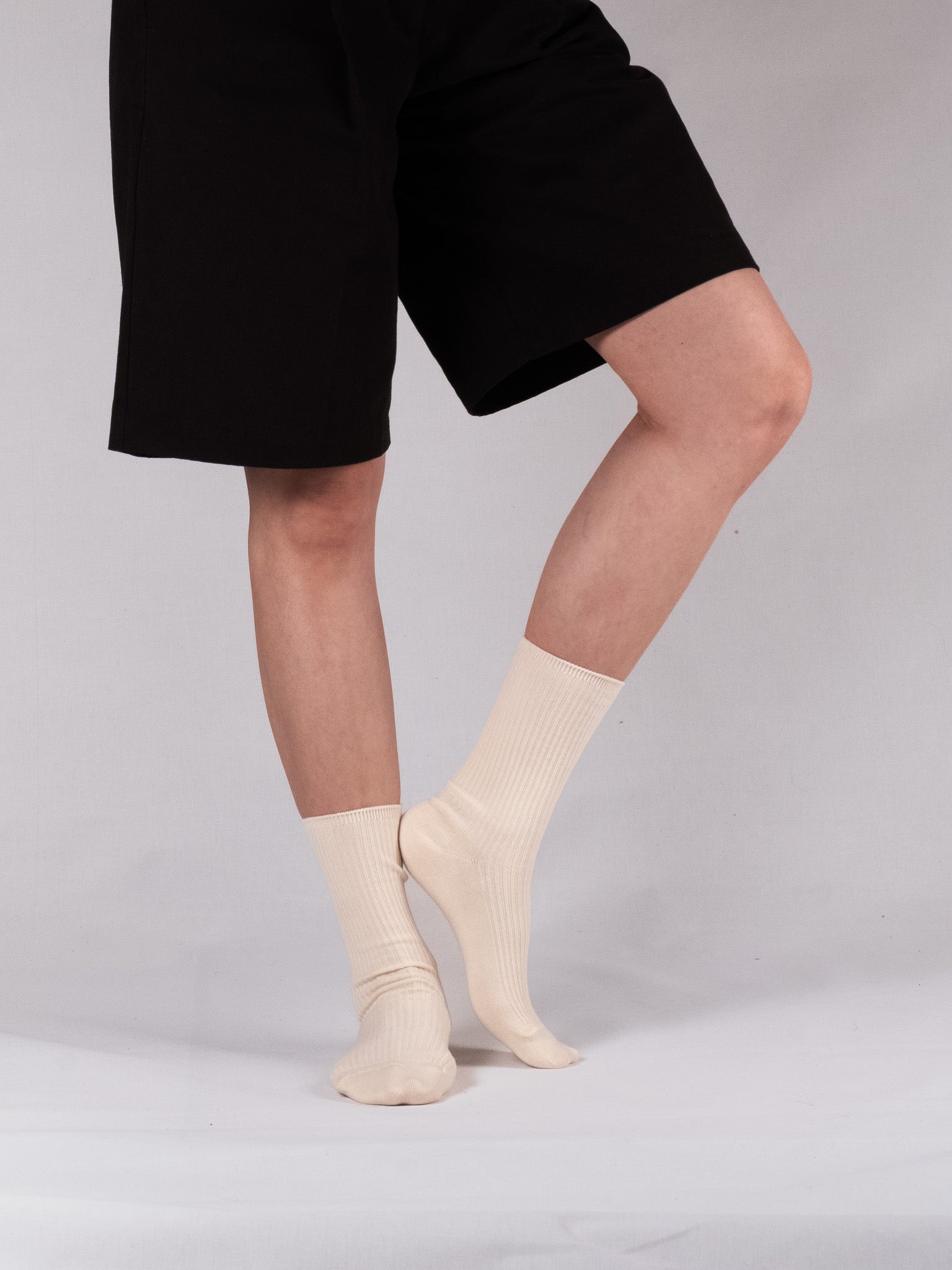 Cotton Ribbed Socks - Cream