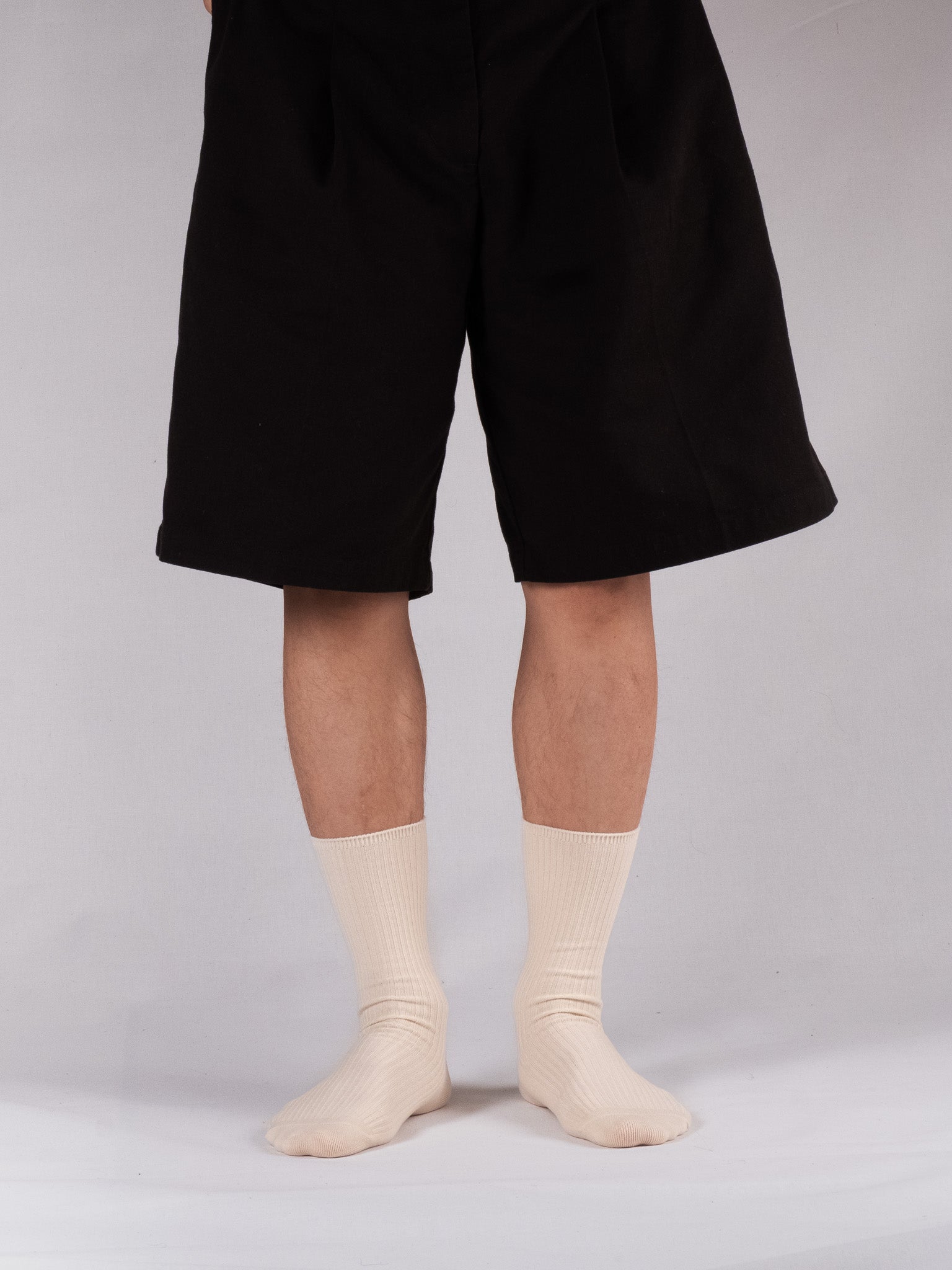 Cotton Ribbed Socks - Cream