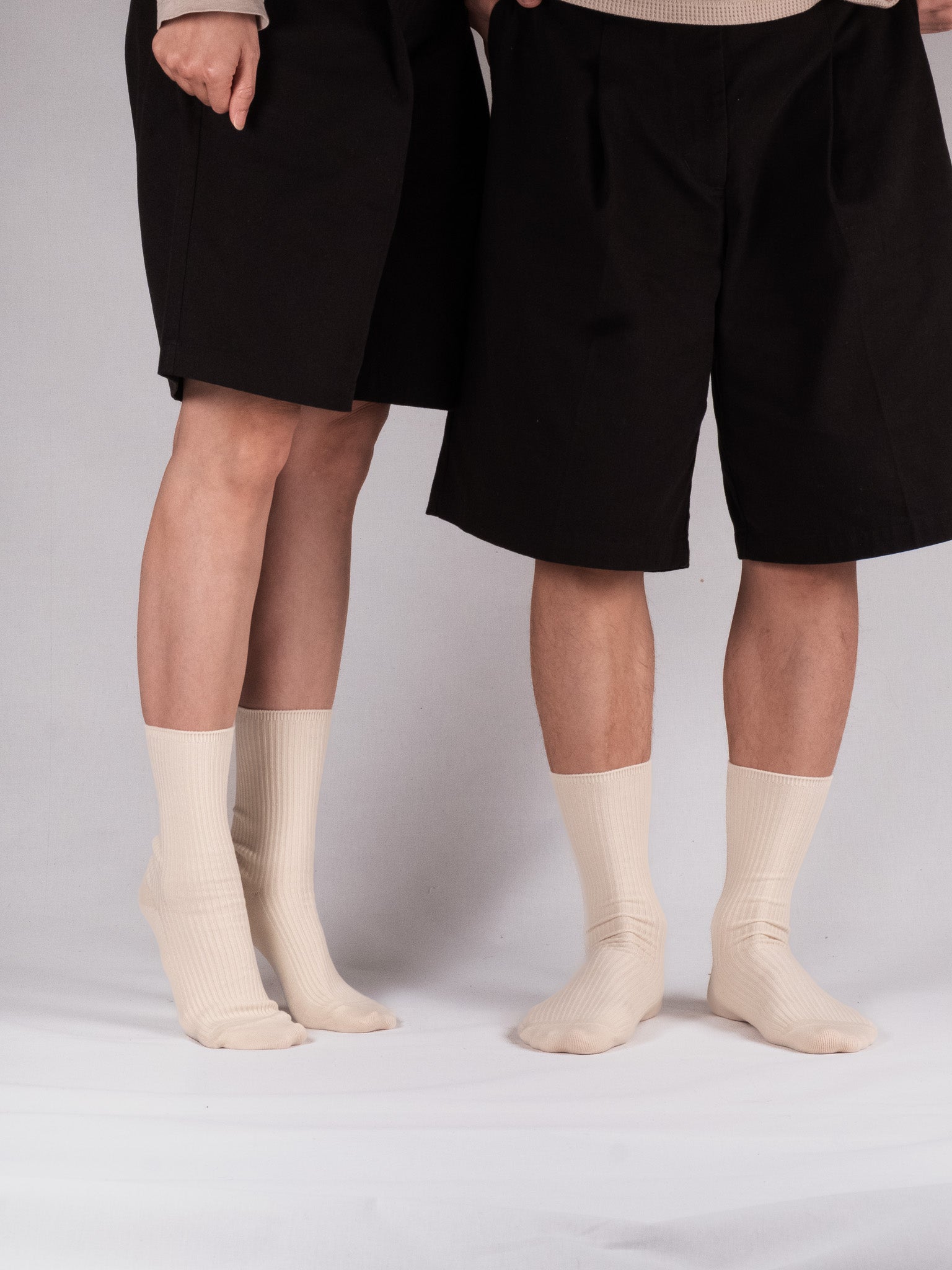 Cotton Ribbed Socks - Cream