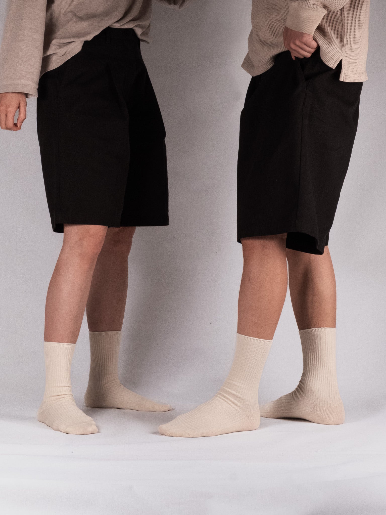 Cotton Ribbed Socks - Cream