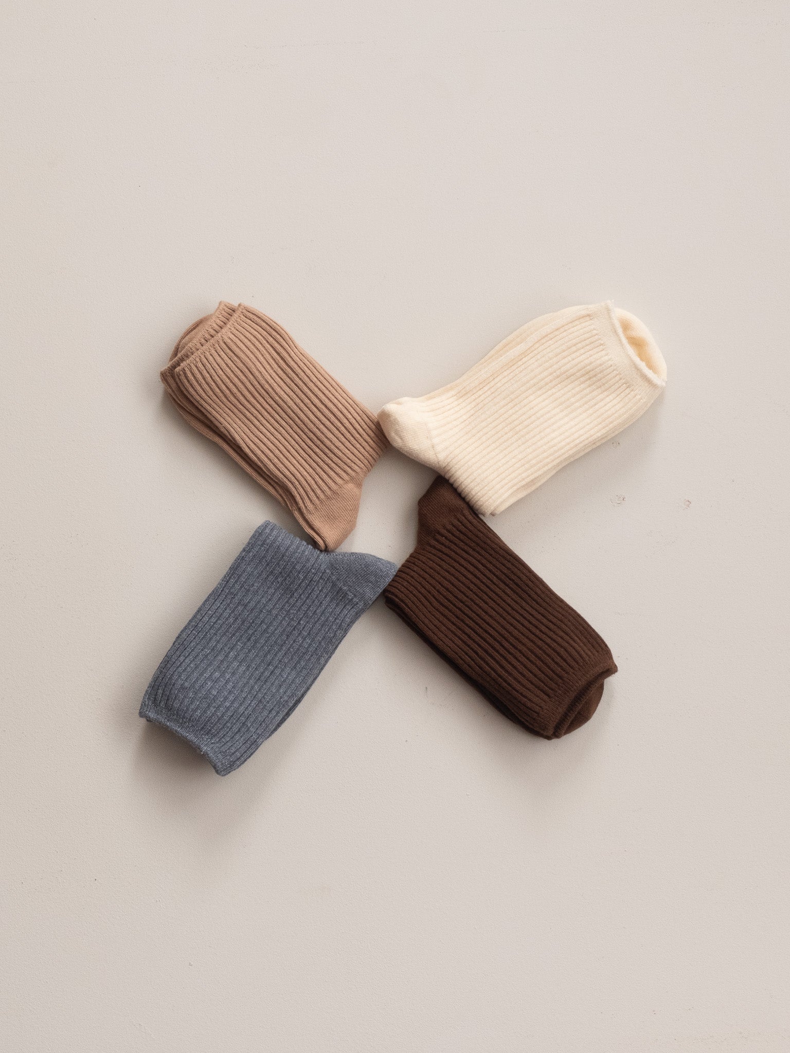 Unisex nutral colour cotton 2x2 ribbed socks