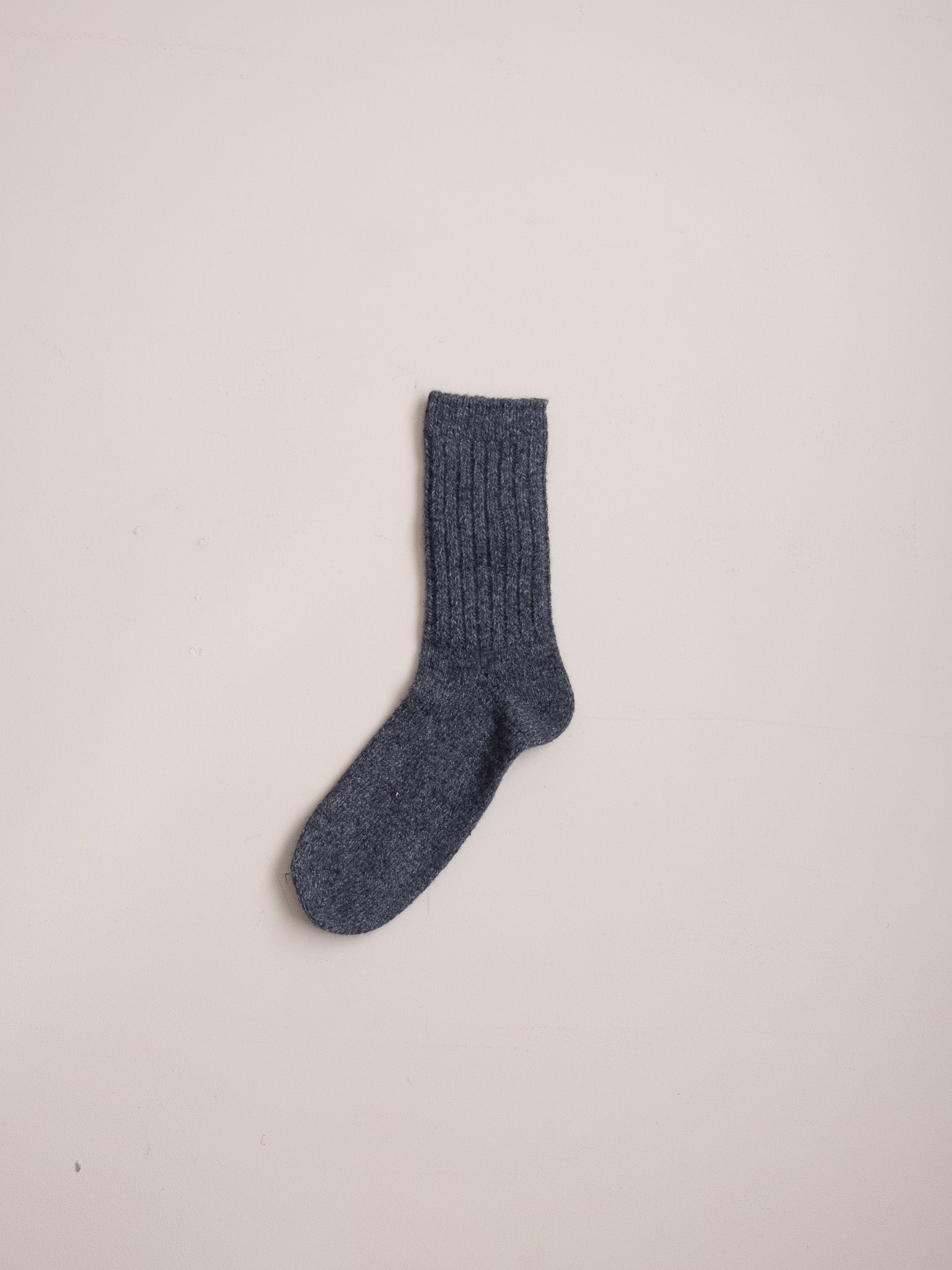 Ribbed Wool Socks - Charcoal