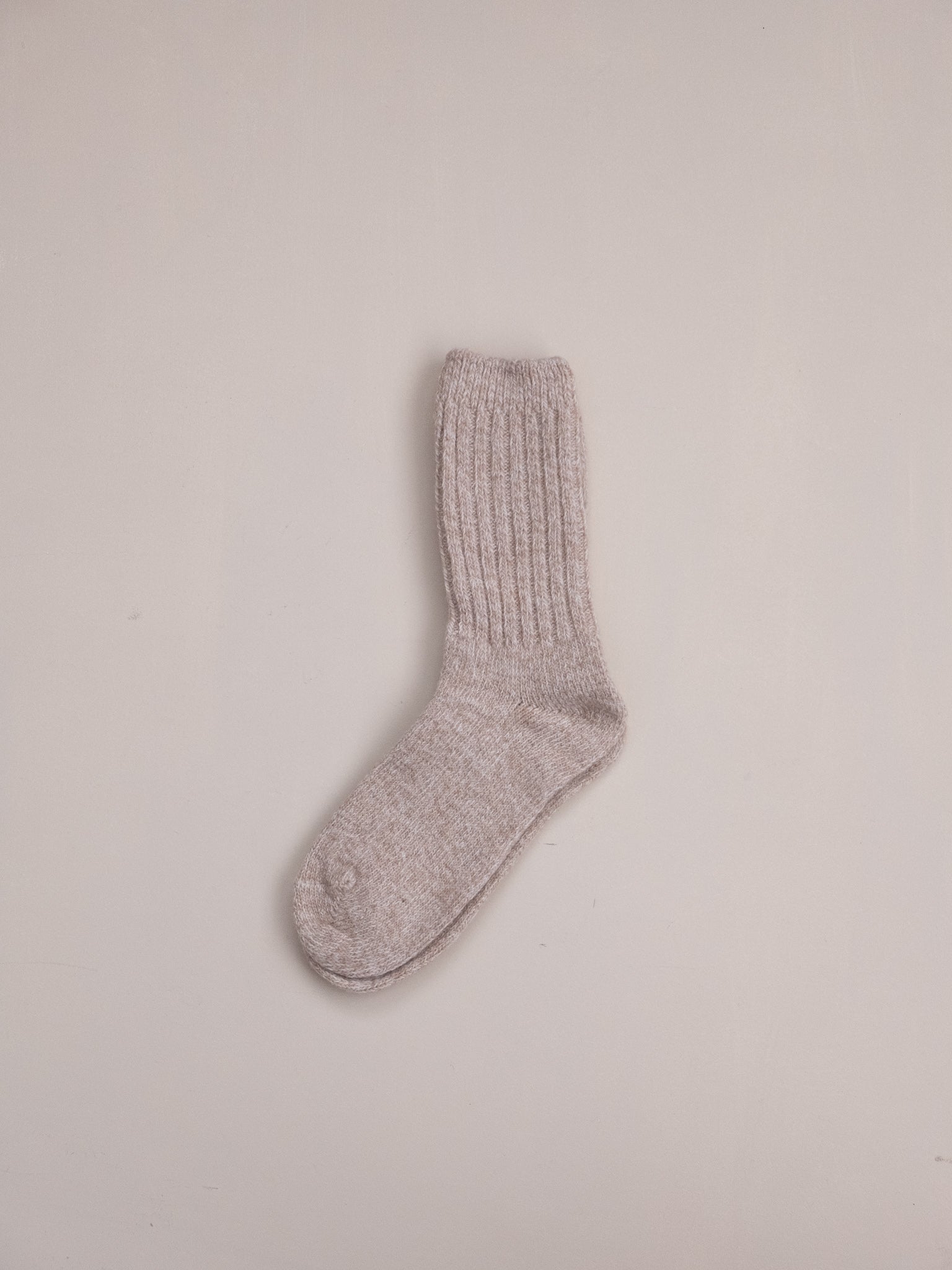 Ribbed Wool Socks - Beige