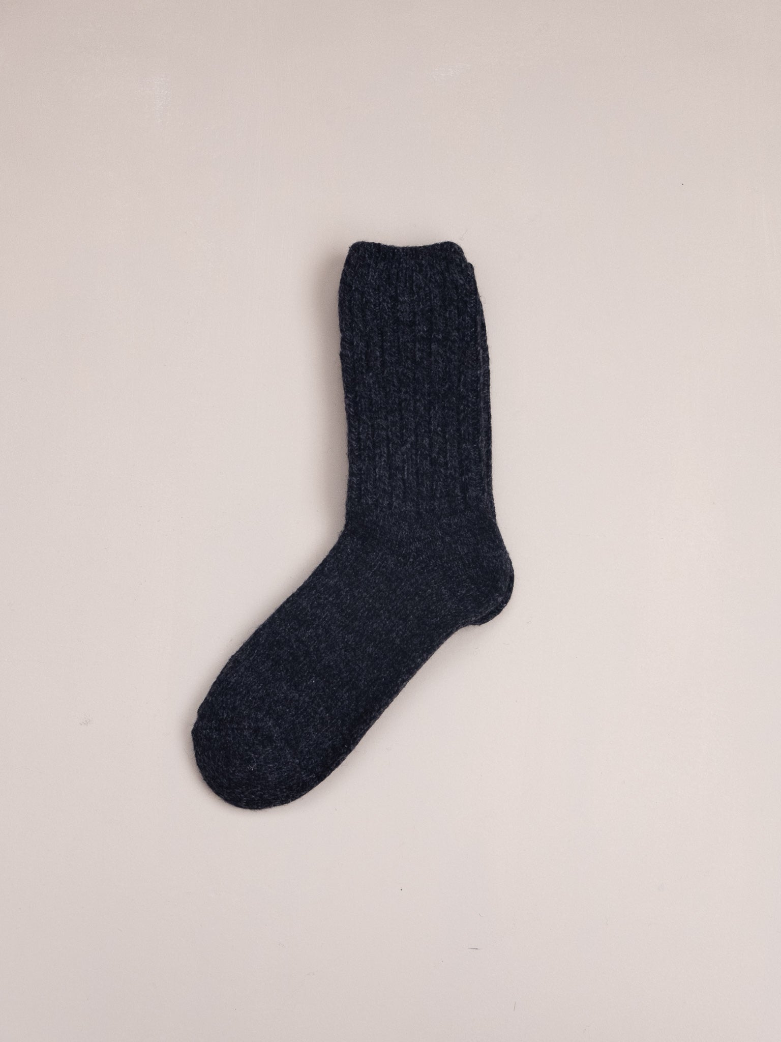 Ribbed Wool Socks - Charcoal